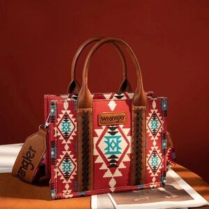 New Wrangler Southwestern Print Canvas  Small Crossbody Tote
